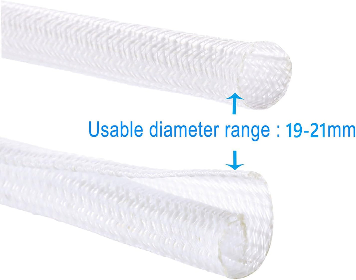 Pet Proof Split Cable Sleeve Organizer - Cord Cover Protector for Desk, Hide Wires from Cats Chewing, Computer Cord Management (3/4inch-5ft, 2Pcs, White)