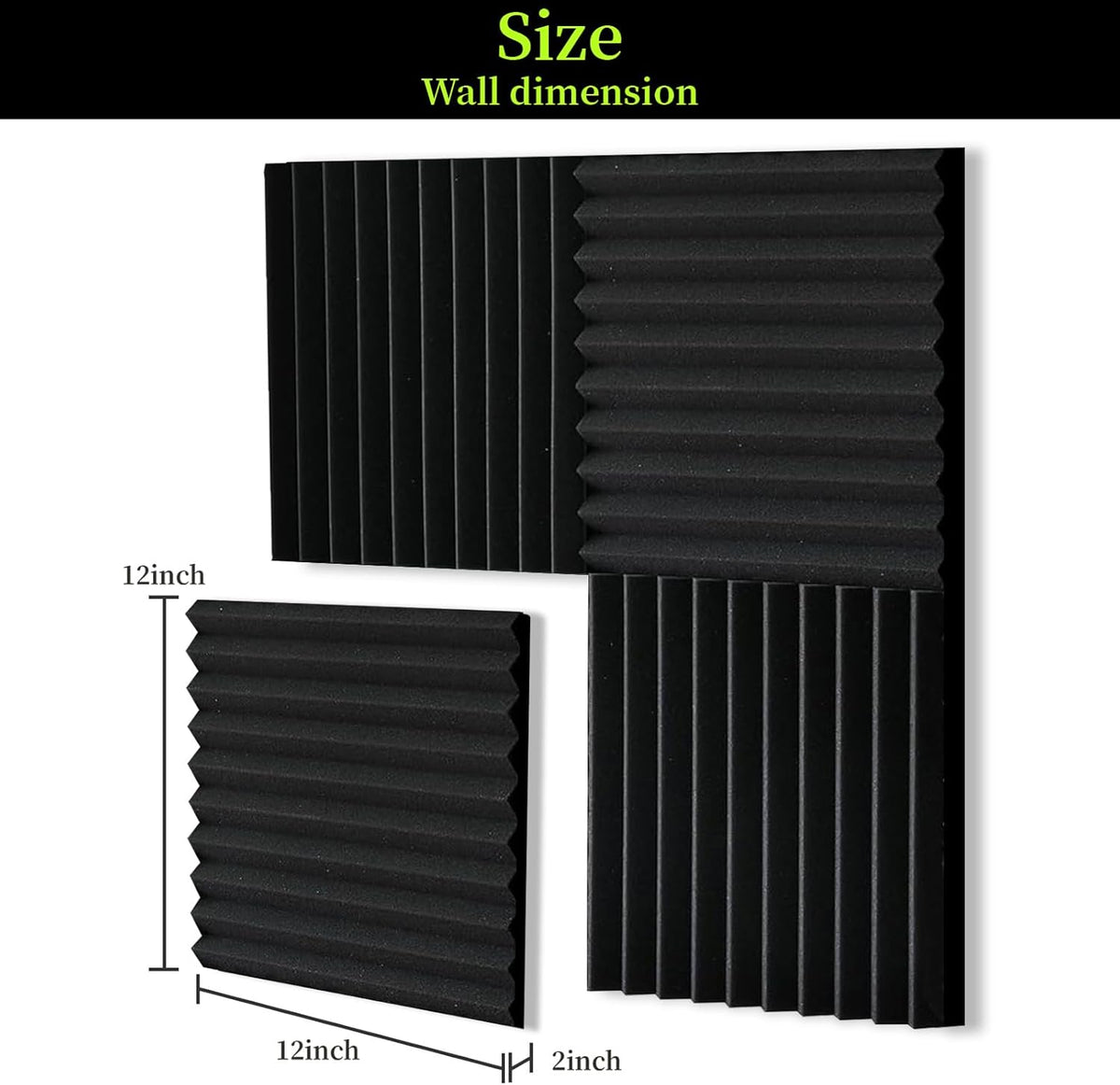 100 Pack Sound Proof Foam Panels for Walls 12x12x1 Inches, Wedges Acoustic Panels Sound Absorbing, Acoustic Foam Panels for Recording Studio, Home, Office, Easy Install, No Adhesive Included