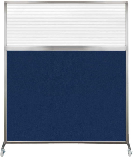 Versare Hush Screen Portable Room Divider with Wheels | Workstation Wall Divider | Freestanding Privacy Hush Panels | Clear Fluted Windows | Fabric Office Divider Screen | Great for Room Separation