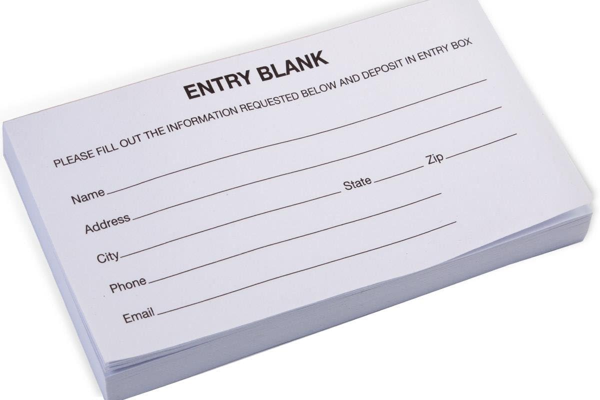 Entry Form Pads for Raffles, Contests, Drawings; 5.3"W x 2.8"W - 1,000 Forms Total
