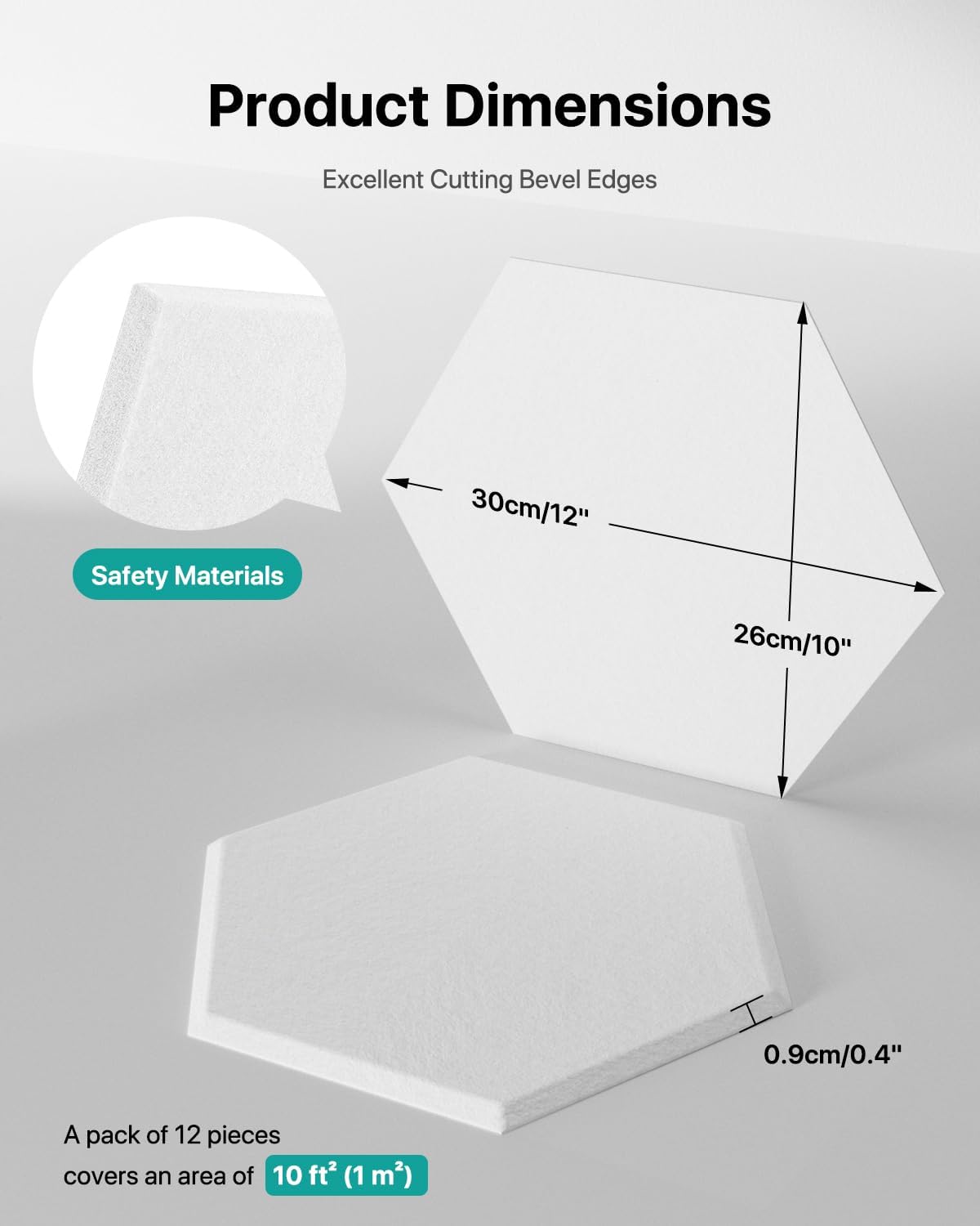 18 Pack Hexagon Acoustic Panels, Self-Adhesive Soundproof Wall Panels, High Density Acoustic Wall Panels, Sound Proofing Panels for Walls, Office, Reccording Studio, Ceiling 12" X 10" X 0.4" White