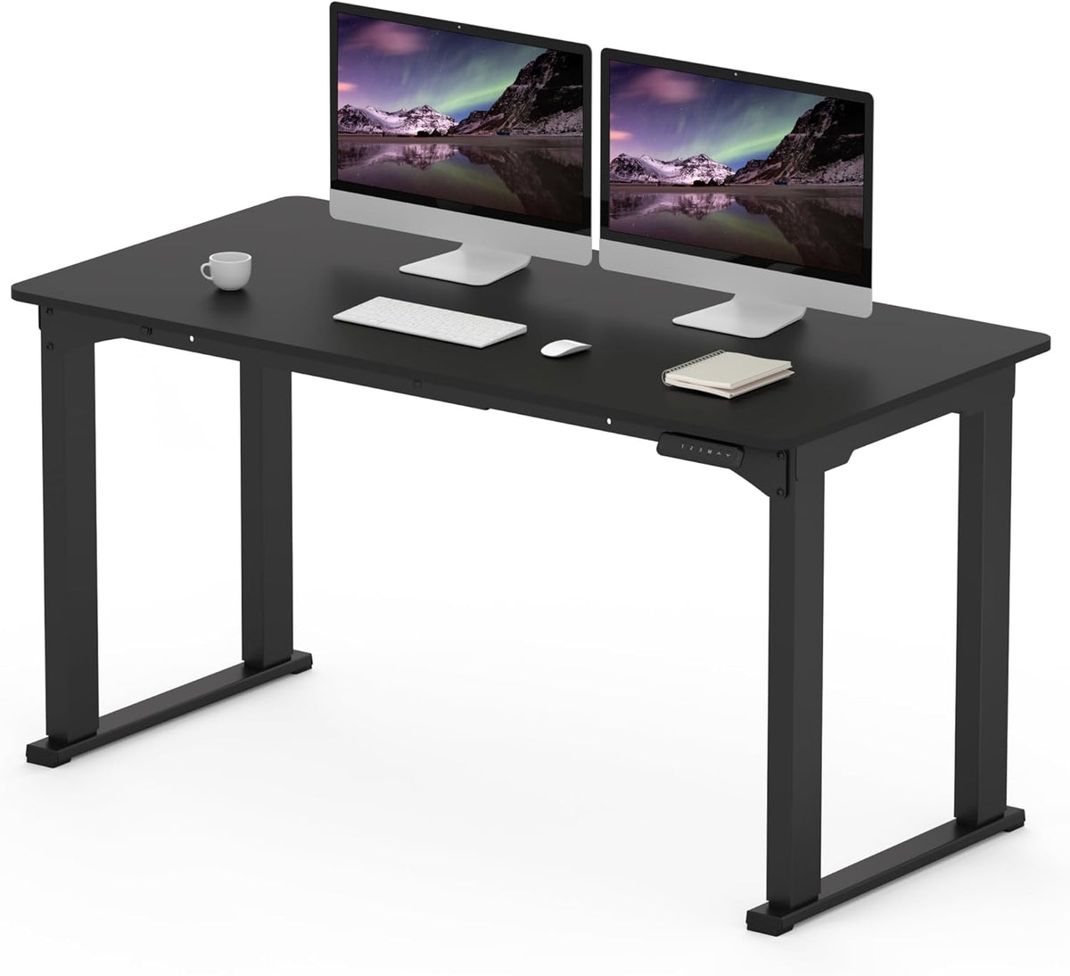 SANODESK 4-Leg Standing Desk, Electric Height Adjustable Desk with Memory Presets for Home Office, Stand up Desk Computer Workstation, 55x28 Inches Black