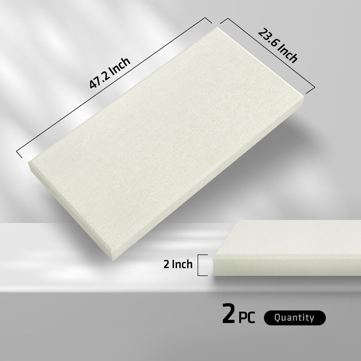 UMIACOUSTICS 2 PCS Acoustic Panel, 47.2" x 23.6" x 2" Fiberglass Sound Proof Wall Panels, Sound Absorbing Panels for Studios, Office, Home Theater. Off White