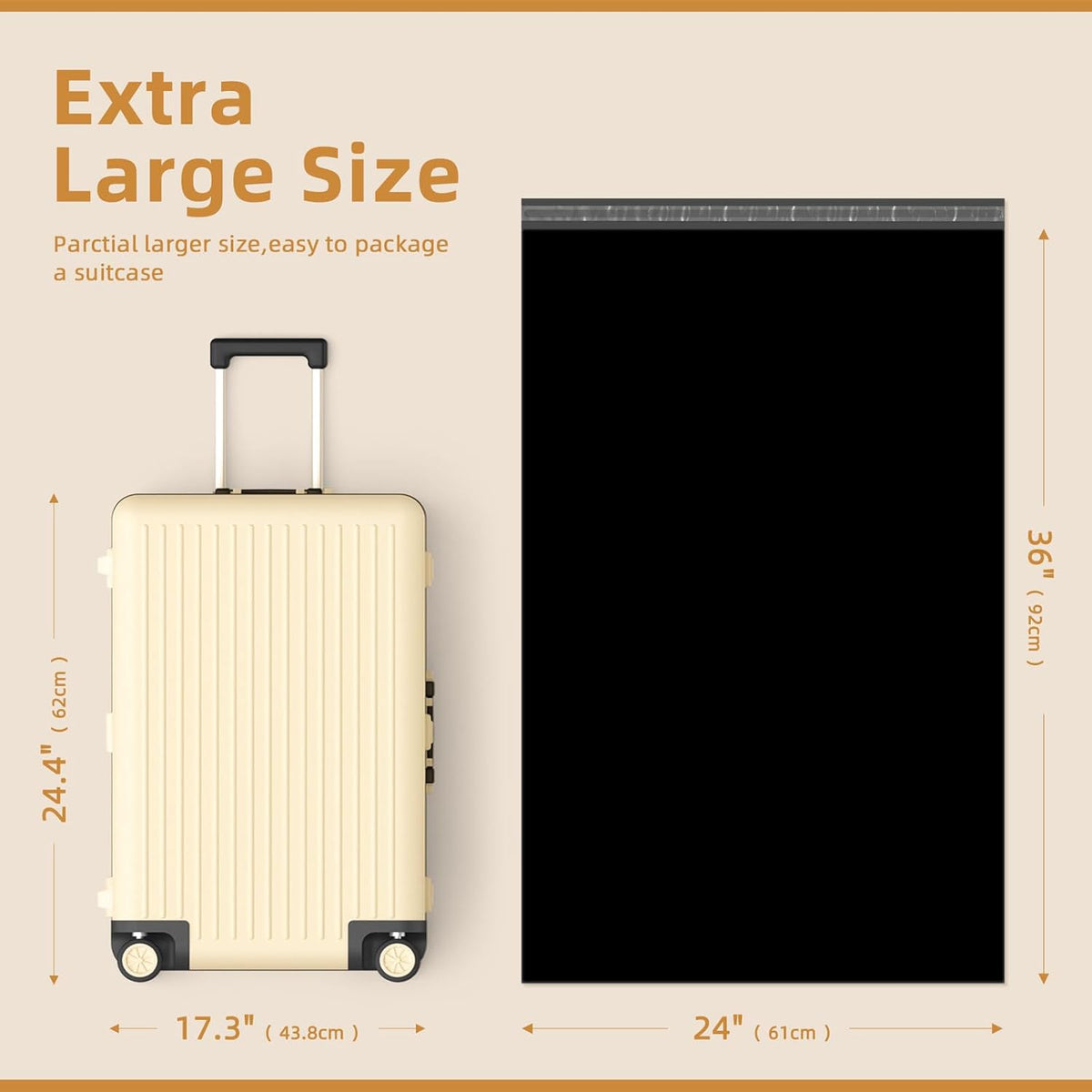 Fuxury Extra Large Poly Mailers 24x36" 50 Pcs, 2.5mil Bulk Shipping Bags for Clothing,Strong Adhesive Shipping Envelopes for Small Business Supplier,XL Poly Mailing Envelopes Black