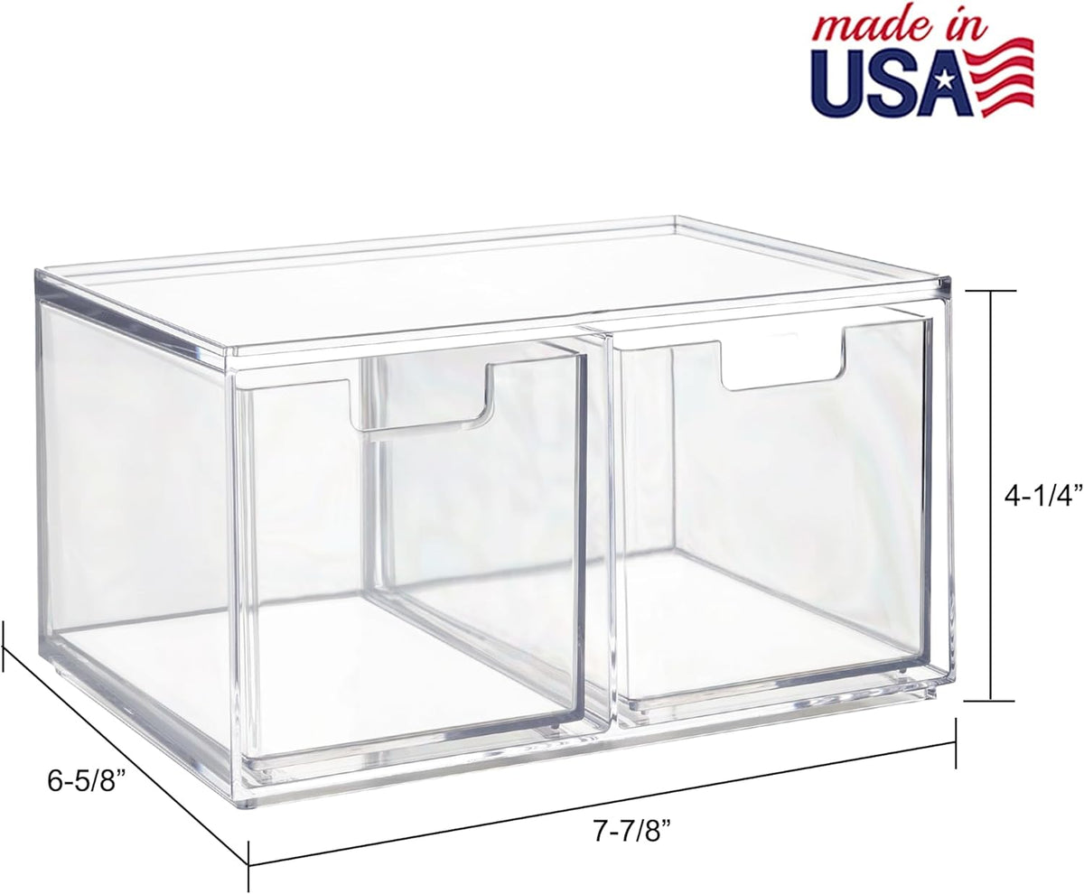 STORi Chloe Space-Saving Clear Drawer Organizer (4 Tall Drawers) Sort Office, Kitchen, Beauty Supplies, Makeup, Pens, Jewelry, Stationary, Made in USA