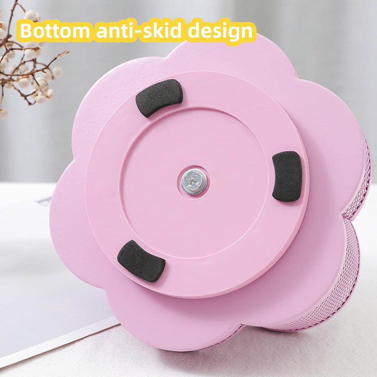 360 Rotatable Metal Mesh Desktop Pen Holder Pencil Holder Pencil Organizer Stationery Organizer Pen Pot Makeup Brush Organizer for Home School Office (Pink)