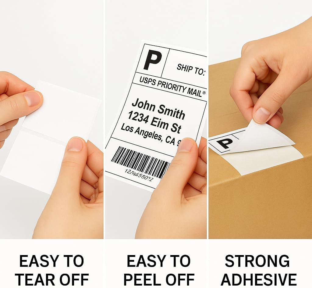 Compulabel 4" x 6" Direct Thermal Labels, White, 3" Core, Perforated, Permanent Adhesive, 2 Rolls, 1000 Labels per roll, 2000 Total