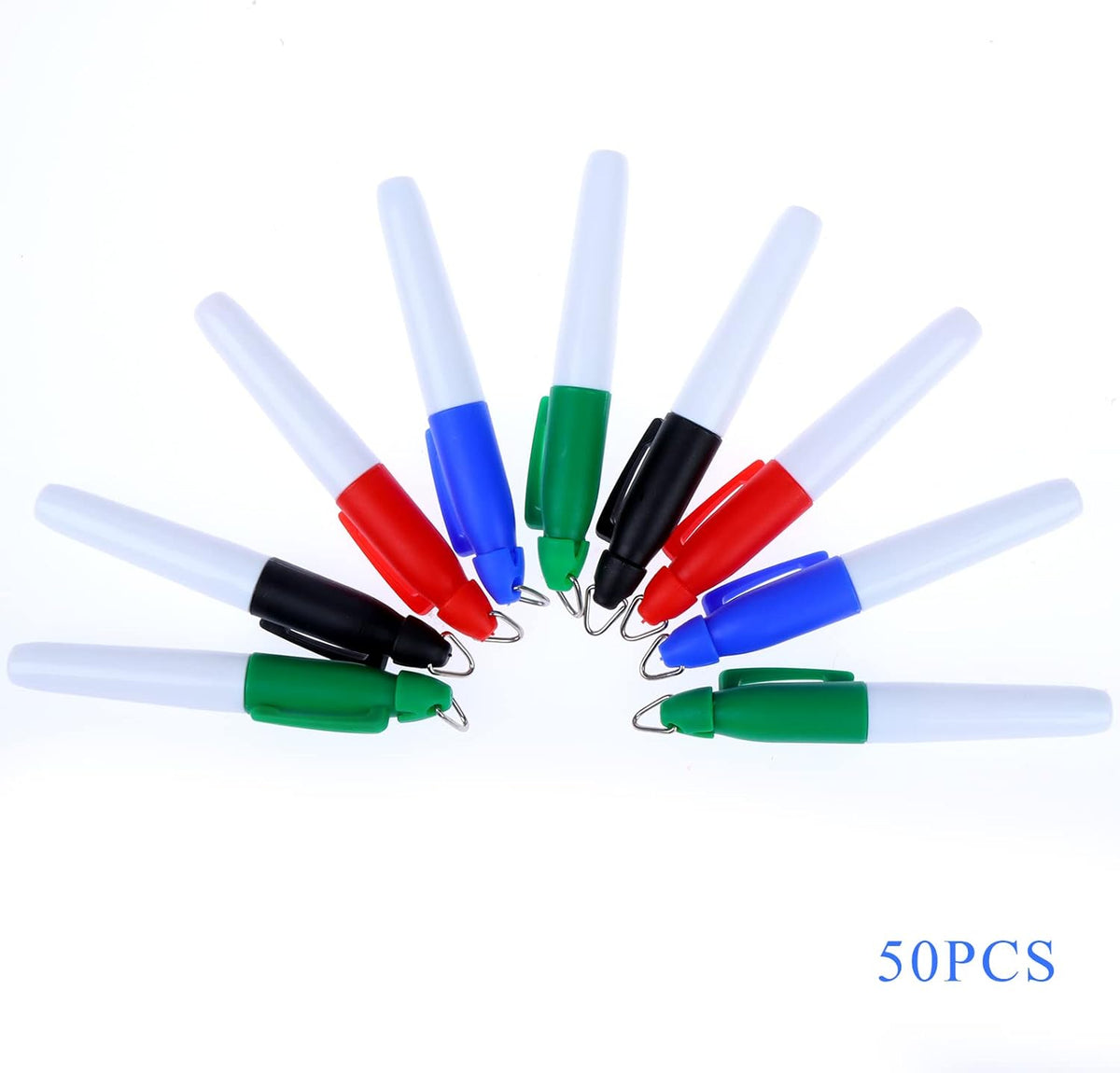 50 Pcs Mini Permanent Markers with Cap Clips Golf Ball Marker Pen Dry Erase Markers with Triangle Hook Golf Keychain Clips for Badge Colorful Ink Pens for Office School Outdoor Activities,Fine Point