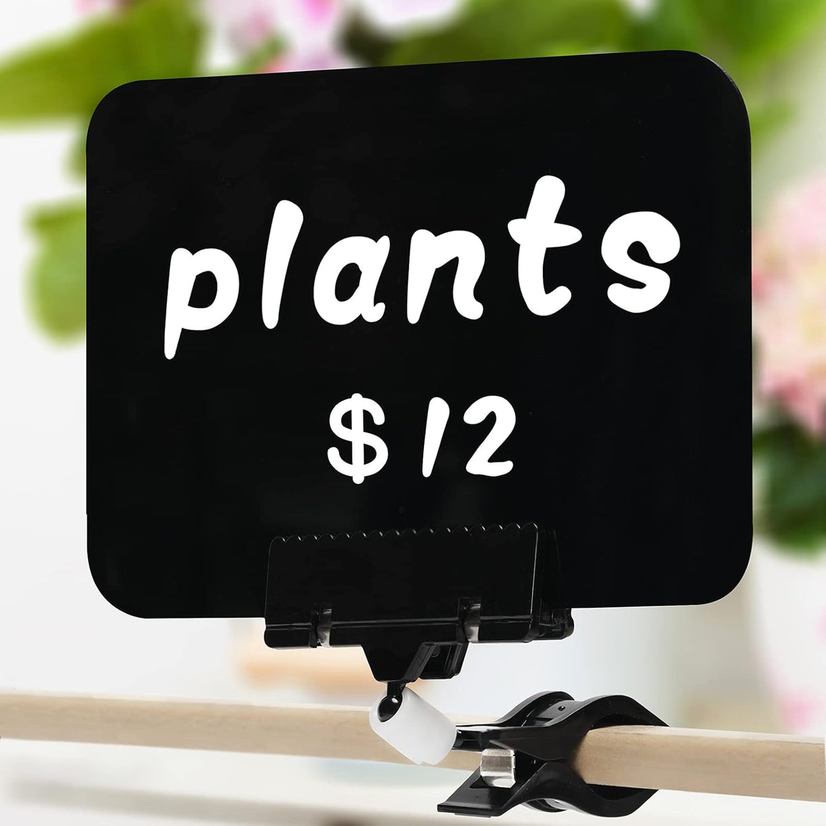Mlici Clip on Sign Holder Chalkboard Clips, 8 Pack 8.2 x 5.8 Inch Sign Holder Clip for Retail Store Signs Displays, Black Plastic Sale Signs for Food Label Display Rotating Signs Table Clip