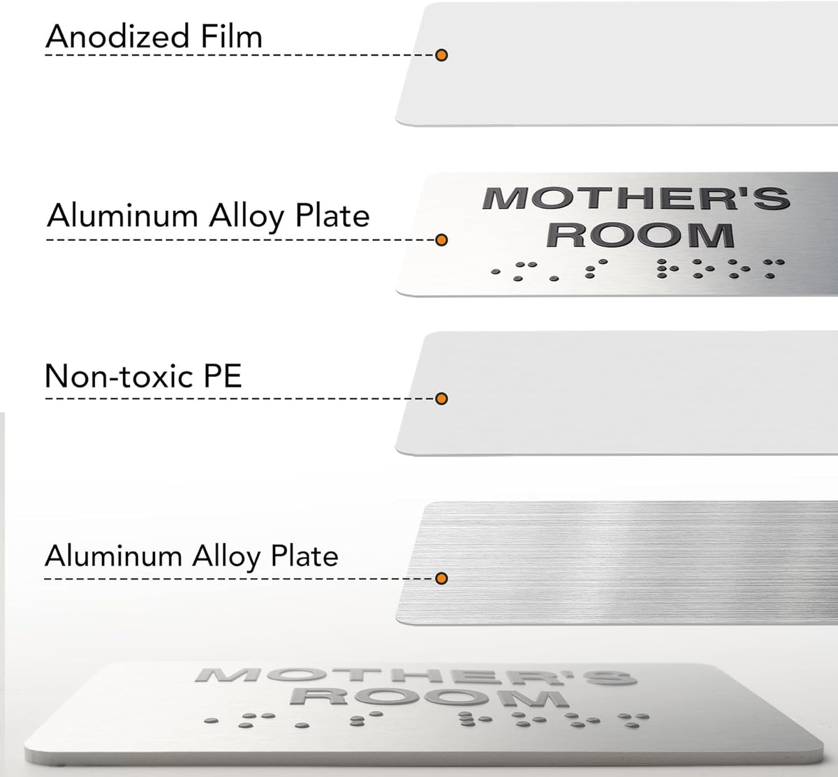 Conference Room Signs for Business and Office Sign, ADA Signs with Raised Text & Grade 2 Braille, Easy Installation with Adhesive Pad – Brushed Aluminum/Silver