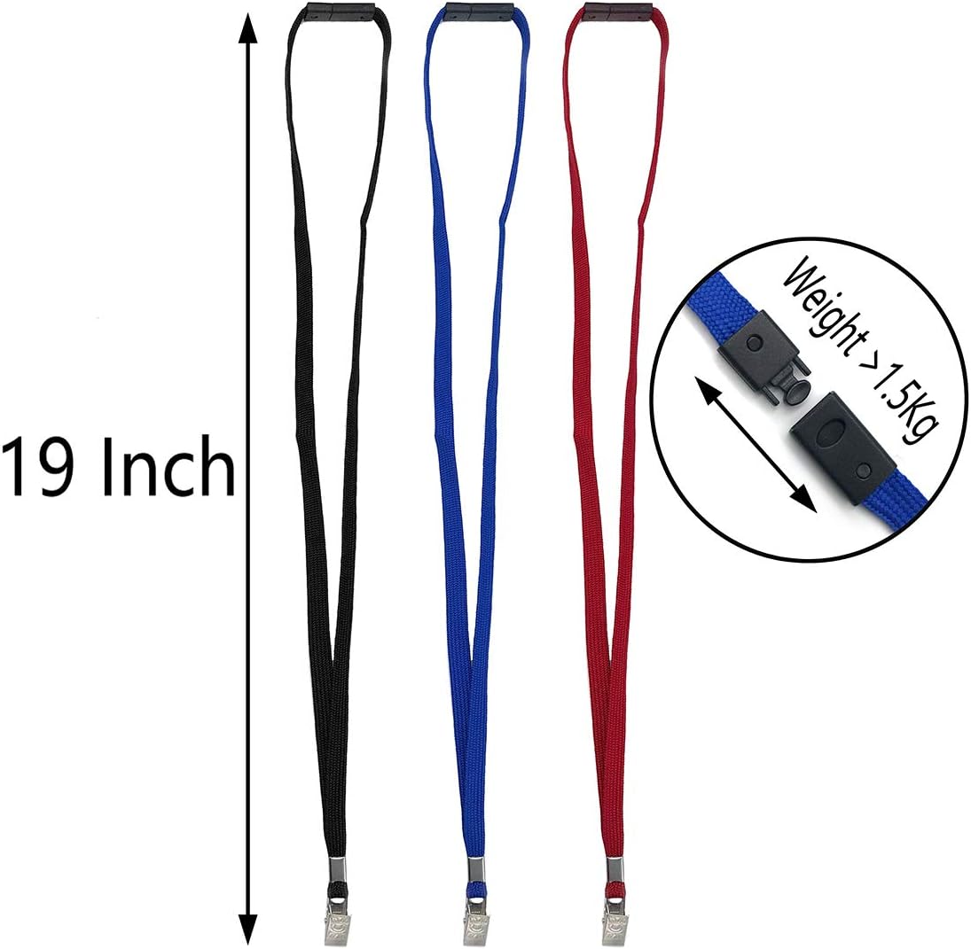 Bird Fiy Lanyards Breakaway Bulk Black Lanyards Neck Flat Safety Badge Lanyard Bulldog Clip (Black, 25 PCS)