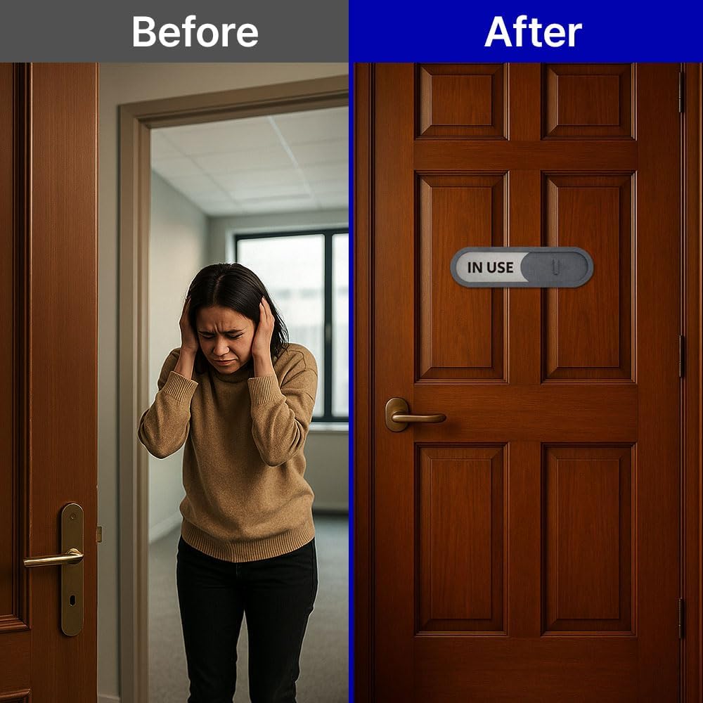 GEEKBEAR In Use Available Slider Door Sign for Home Office - Premium MDF, 7.5 x 2.2 in (Brown)