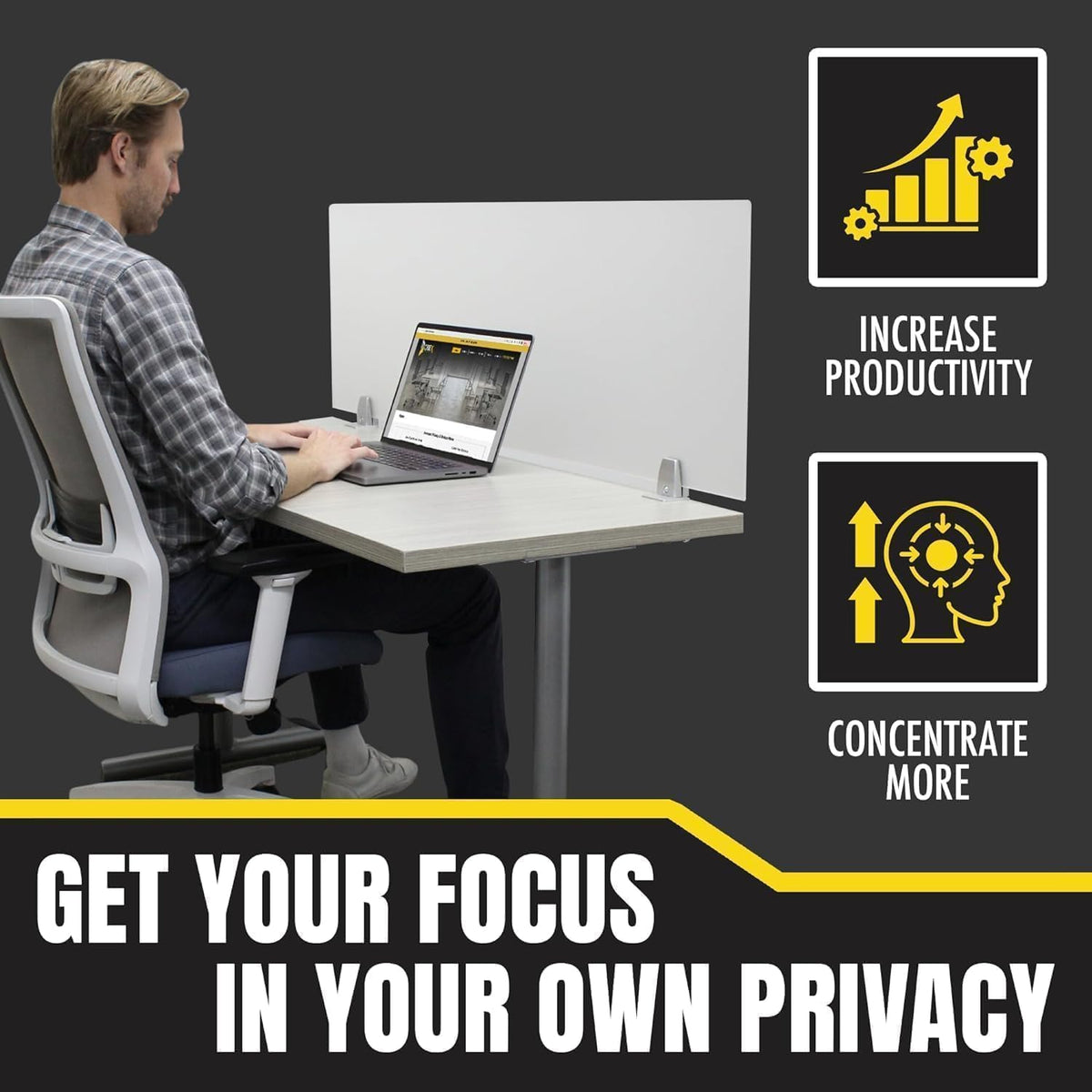 OBEX Frosted Acrylic Desk Mounted Privacy Panel, 18" x 72", Frosted