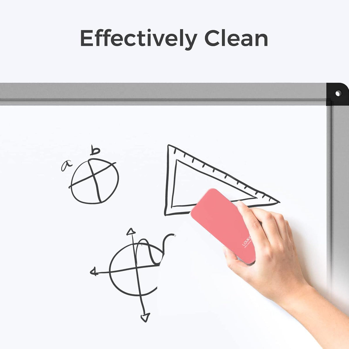 loukin 2 Pack Magnetic Dry Erase Eraser, Whiteboard Eraser, Glass Board Remover, 3.4 fl oz Whiteboard Cleaner * 2 Included, for Classroom, Home and Office Use (Pink)