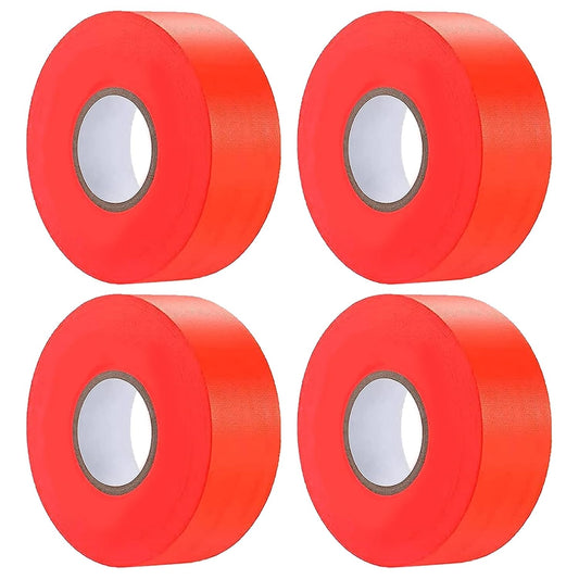 4 Pack Orange-Red Flagging Tape, Non-Adhesive Plastic Ribbon Neon Marking Roll, 1"*800ft, Marking Tape for Tree Marking, Hunting, Boundaries and Hazardous Areas,Trail Marking