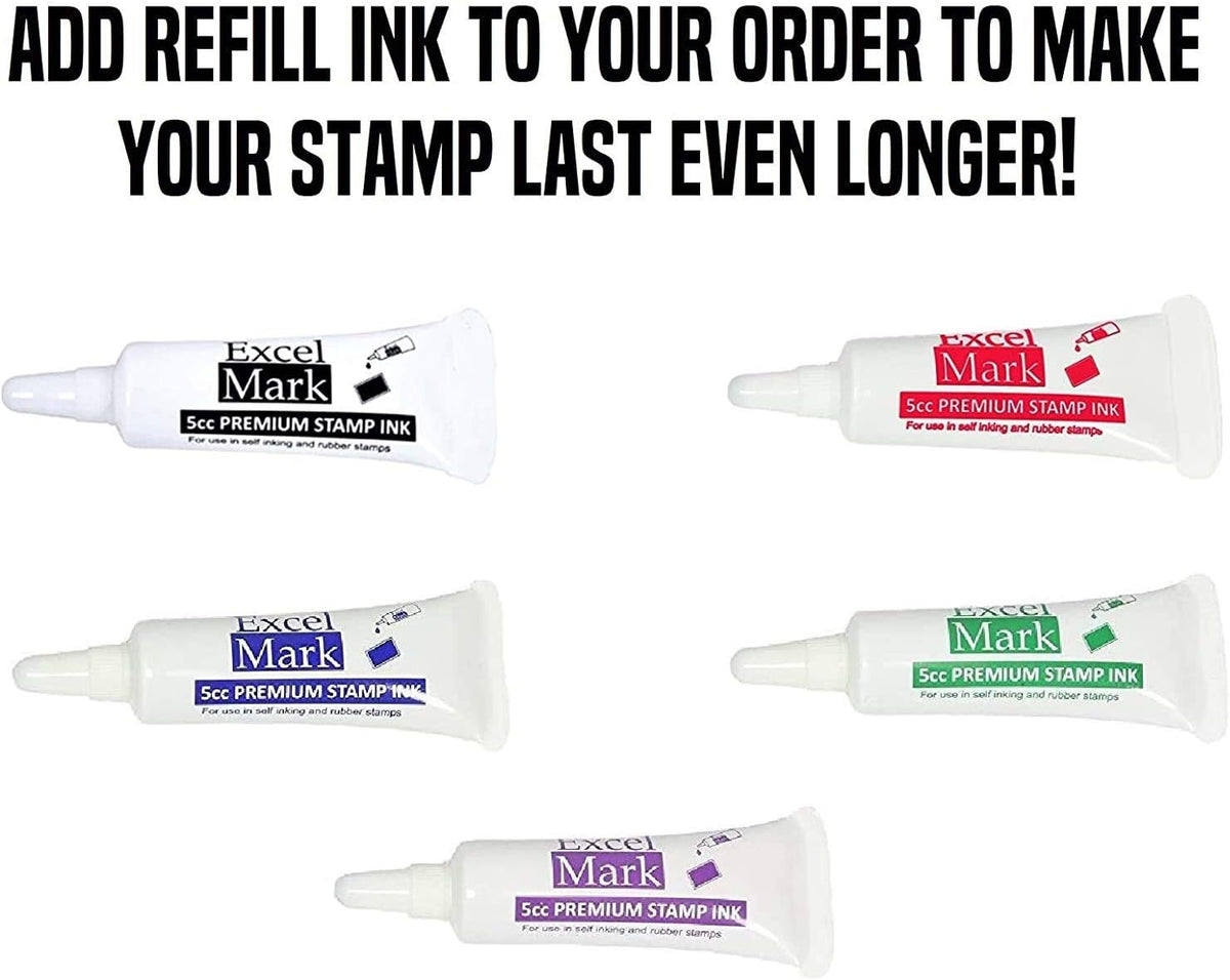 ExcelMark Custom Round Self Inking Inspection Stamp - 5/8" Diameter (1 Line)