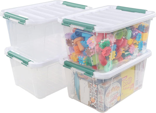 20 Quart Plastic Storage Bins with Lid, Clear Storage Plastic Box, 4 Packs