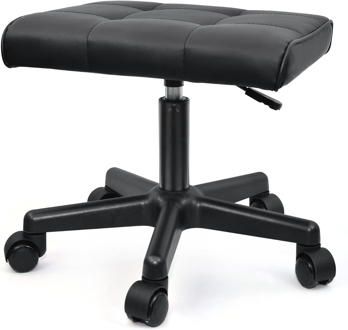 Footrest Under Desk Leg Rest Ottoman Adjustable Height Foot Stool with Wheels Leather Footrest for Home Office