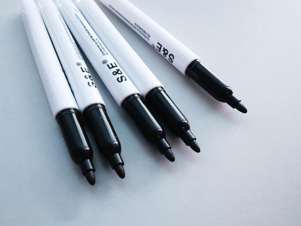 S & E TEACHER'S EDITION 96 Pcs Dry Erase Markers, Black with Low-Odor Ink, Black Whiteboard Markers for School, Office, or Home