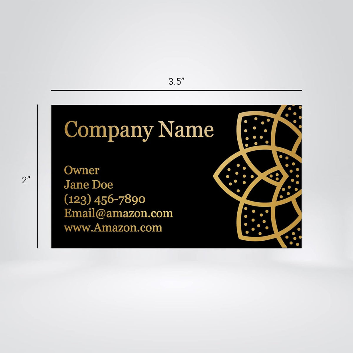 Personalized Black Business Cards With Gold Foil - 100 Pack, 3.5" x 2", 14 PT Thick Sturdy Cards - Unique Shiny Design - Made in the U.S.A. (Gold Lotus)