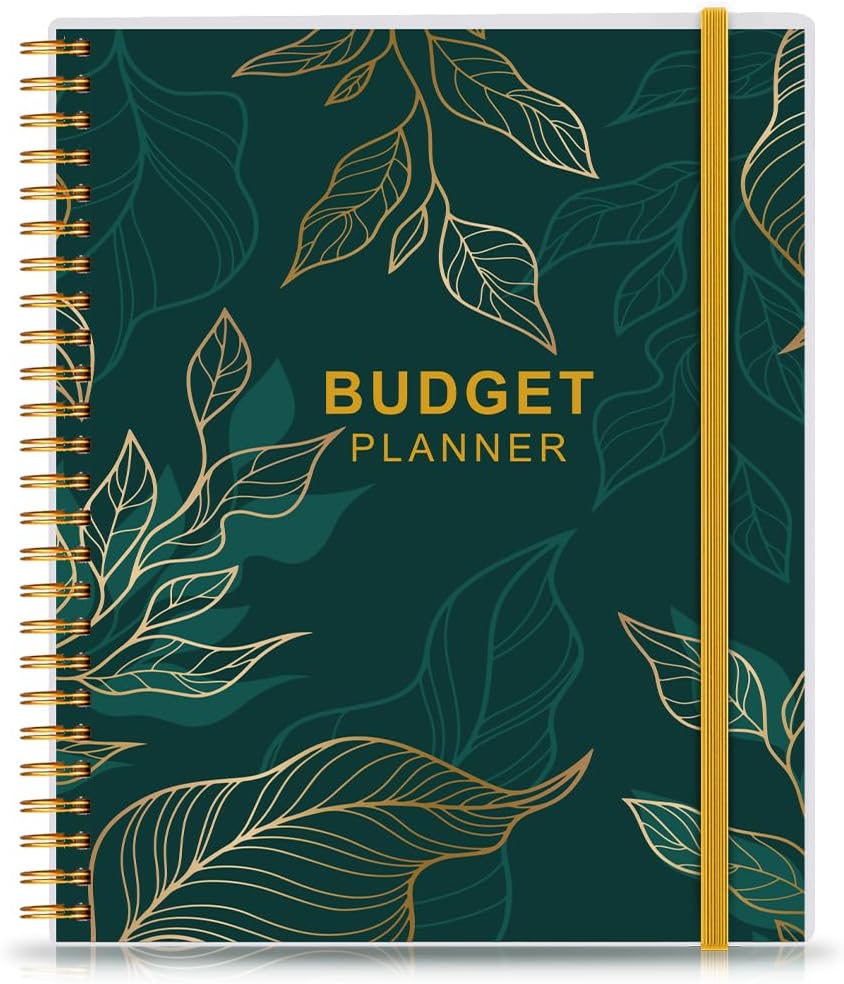 Budget Planner - Expense Tracker Notebook, 8" x 9.5" Budgeting Planner and Financial Planner Budget Book to Control Your Money. Large Size, Gold Leaf