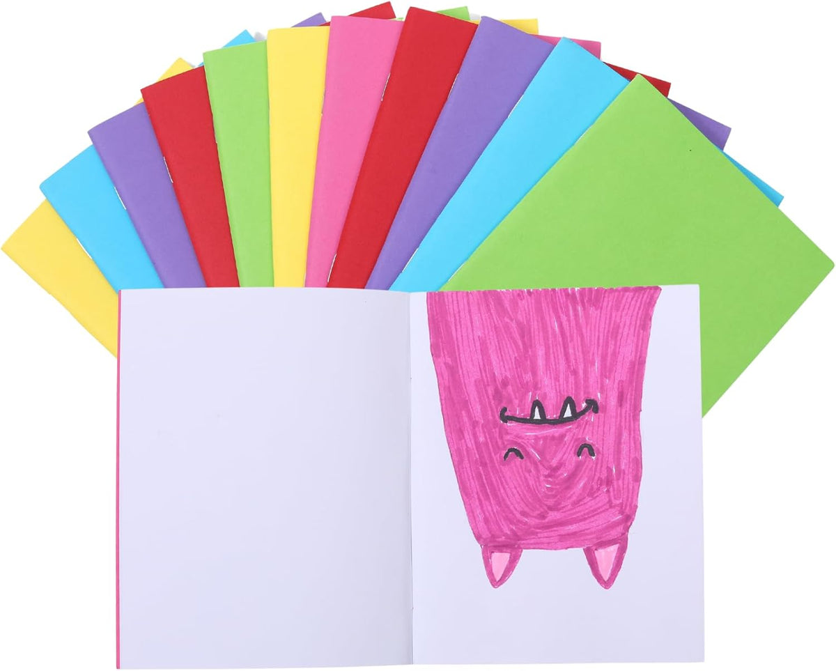 12 Pack Blank Books for Kids to Write Stories, Mini Notebooks Bulk Small Unlined Journals for Arts & Crafts, Drawing, Sketching, 24 Sheets/48 Pages (Colorful Covers, 4.3 x 5.6 In)
