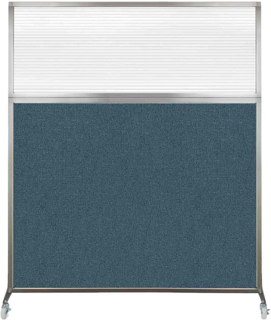 Versare Hush Screen Portable Room Divider with Wheels | Workstation Wall Divider | Freestanding Privacy Hush Panels | Clear Fluted Windows | Fabric Office Divider Screen | Great for Room Separation