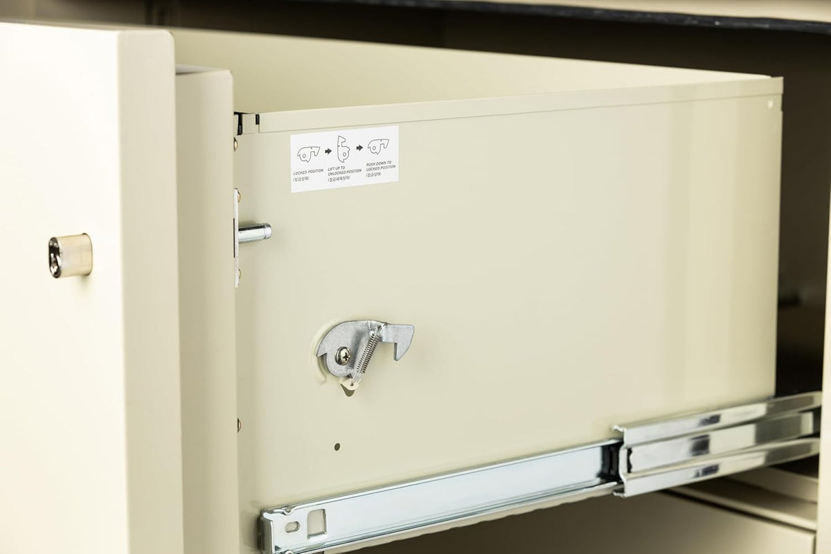 31 inch 2-Drawer Vertical Fireproof File Cabinet – Legal and Letter Size Filing – Key Lock – Water Resistant Seal – Fire and Impact Rated – Putty Finish – Model LGL2W31P