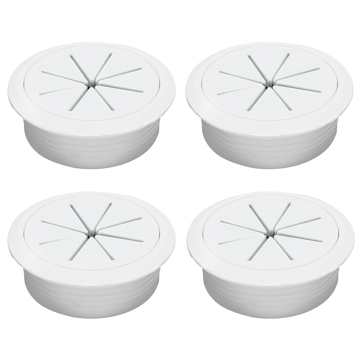 Desk Grommet 2-1/16" (53 mm), Desk Hole Cover for Cables White, Cable Grommet ABS Plastic, Desk Hole Grommet for Office and Home Table Cable, Detachable & Flexible Cable Cord Organizer-4 Pcs