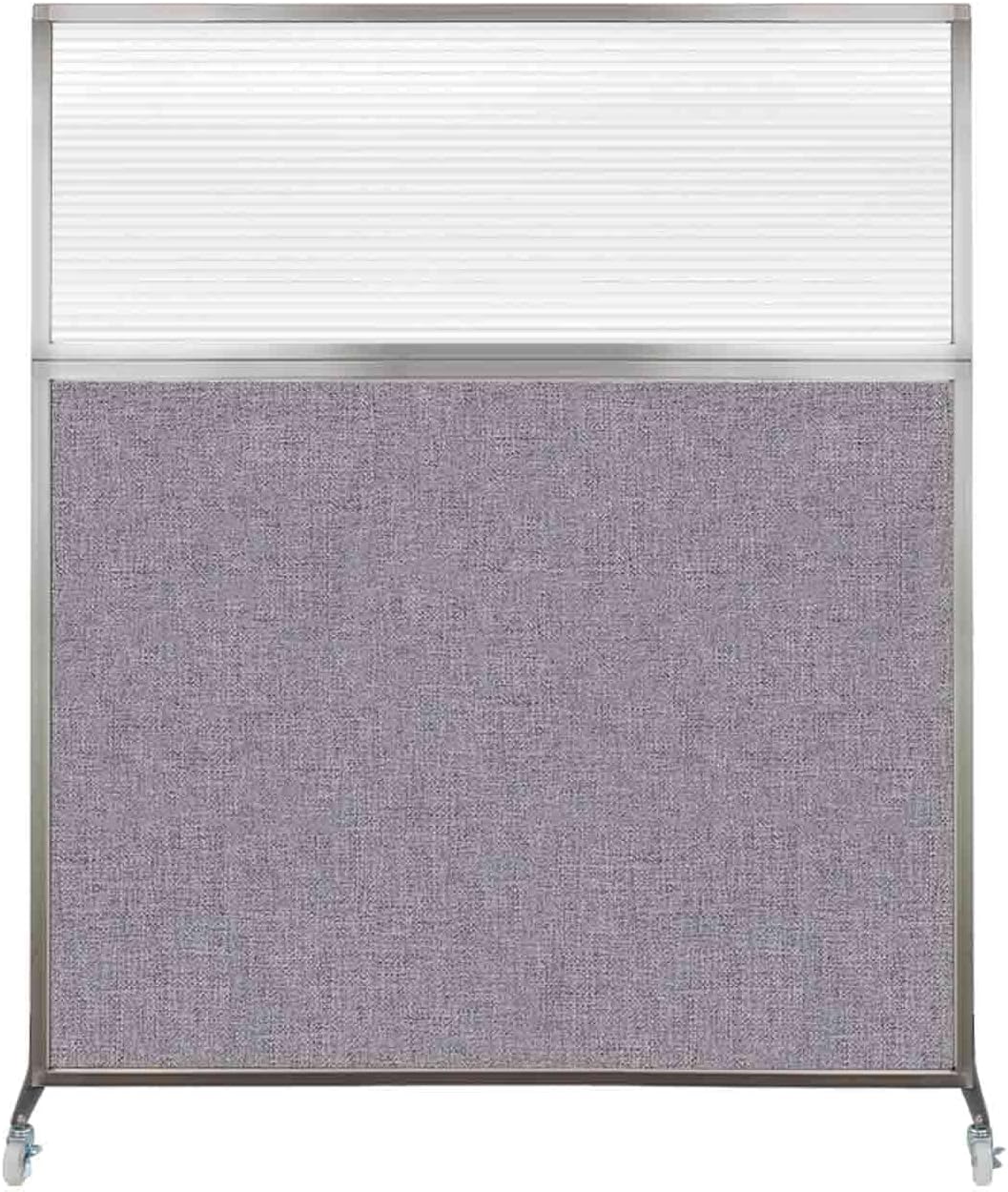 Versare Hush Screen Portable Room Divider with Wheels | Workstation Wall Divider | Freestanding Privacy Hush Panels | Clear Fluted Windows | Fabric Office Divider Screen | Great for Room Separation