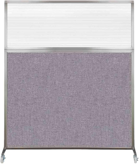 Versare Hush Screen Portable Room Divider with Wheels | Workstation Wall Divider | Freestanding Privacy Hush Panels | Clear Fluted Windows | Fabric Office Divider Screen | Great for Room Separation
