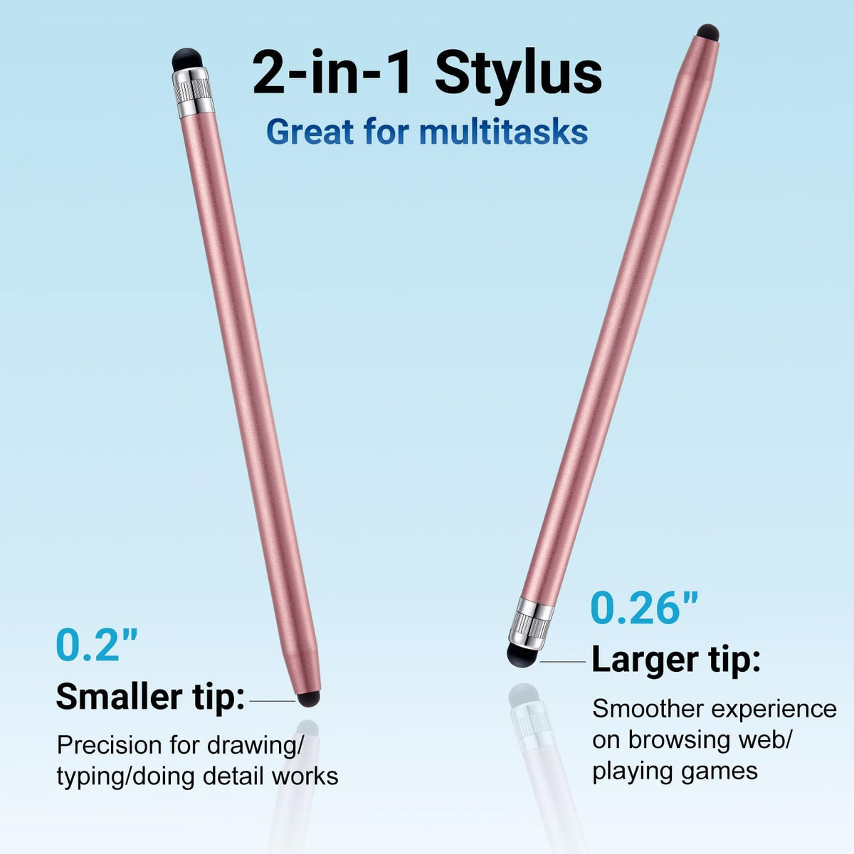 LINFANC 12Pcs Rose Gold Stylus Pen for Touchscreen, 2-in-1 High Precision & Sensitivity Stylus Pen for iPhone/iPad/Android Smartphones and Tablets Compatible with All Touch Screens
