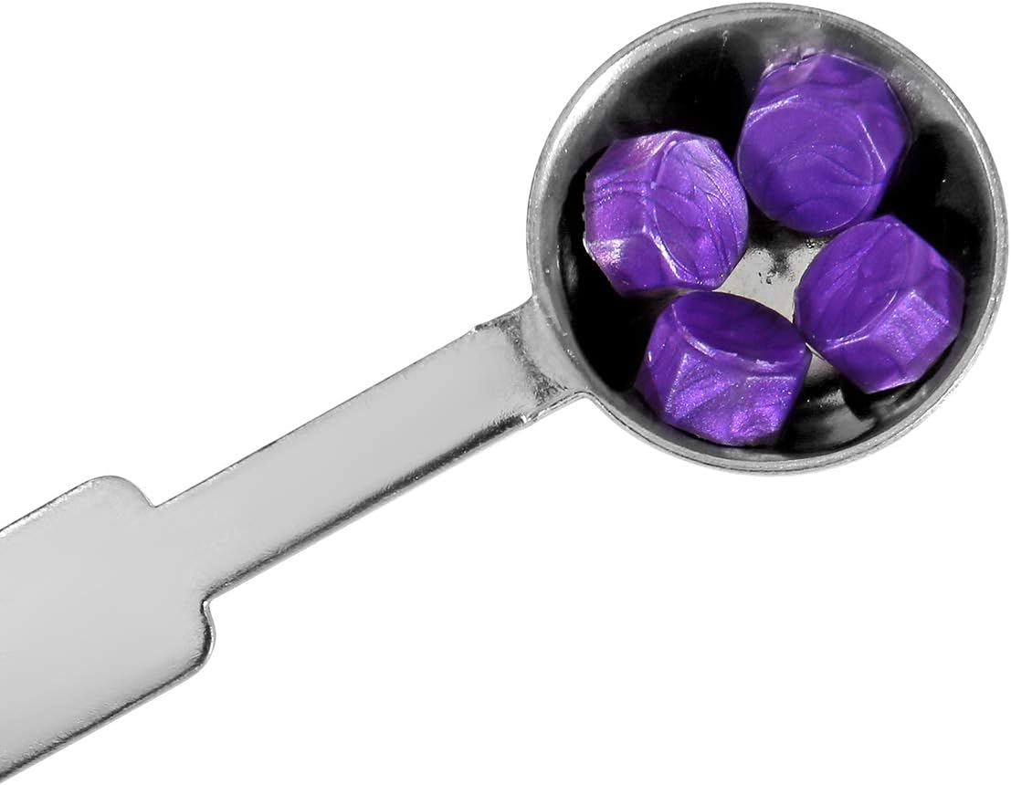 Purple Sealing Wax Beads, Yoption 300 Pieces Octagon Wax Seal Beads Kit with 2 Melting Spoon and 4 Candles for Seal Stamp (Purple)