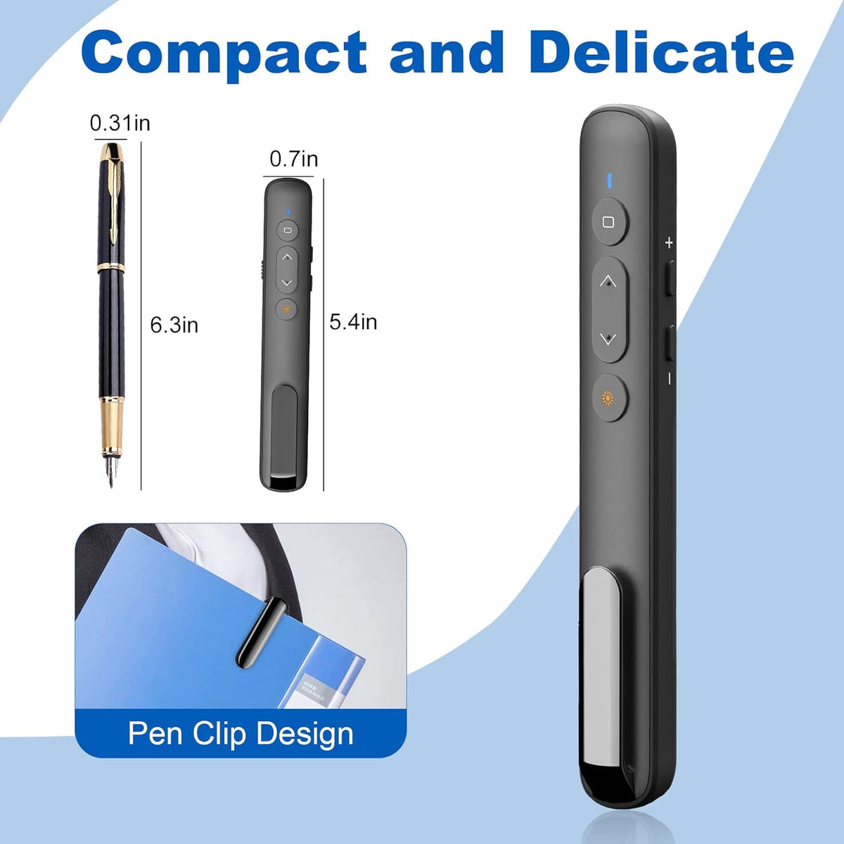 USB-C/USB-A Laser Pointer for Presentation Clicker PowerPoint Wireless Presenter Remote, Google Slide Advancer Projector Smart Board Slideshow Power Point PPT Clicker for Mac/Laptop/Computer/Office