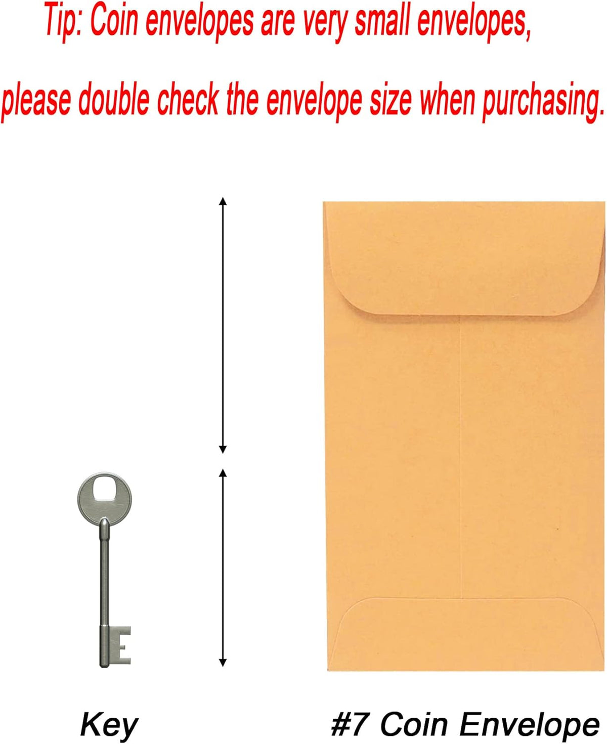 500 PCS #7 Coin Envelopes, 3.5 x 6.5 inches Brown Kraft Envelopes Classic Small Parts Envelopes with Self Adhesive Gummed Flap for Coins, Cash, Credit Cards, Seeds
