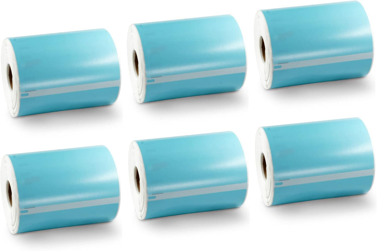 BETCKEY Colored Labels Compatible with Dymo 1744907 (4" x 6") Extra Large Shipping Labels, Compatible for Dymo LabelWriter Thermal 4XL & Zebra Desktop Printers [6 Rolls, Light Blue]