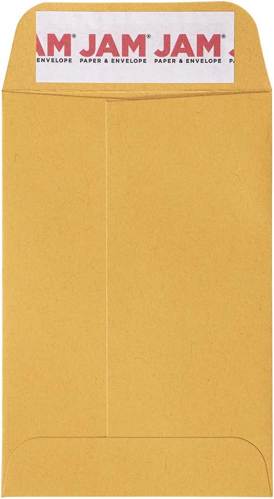 JAM PAPER #4 Coin Business Commercial Envelopes with Peel and Seal Closure - 3 x 4 1/2 - Brown Kraft Manila - 50/Pack