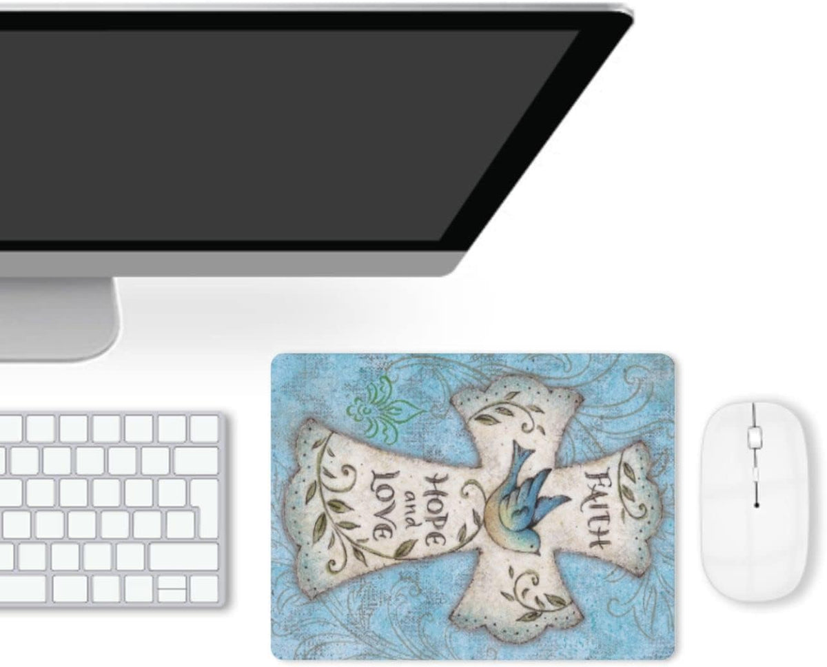 Mouse Pad, Christian Cross Mouse Pad, Square Waterproof Mouse Pad Non-Slip Rubber Base MousePads for Office Laptop, 9.5"x7.9"x0.12" Inch(Hope and Love)…