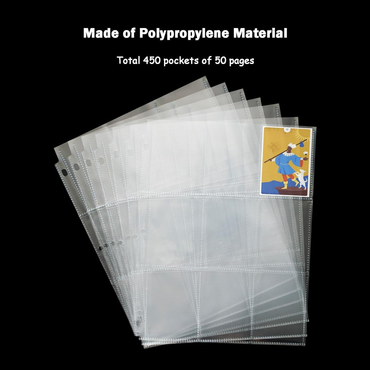 Seashell 50 Pack 9-Pocket Plastic Clear Trading Card Pages, 3 Hole Sleeves, Top Loading 450-Pockets Sheet Protectors for Baseball, Football, Game, Business Cards