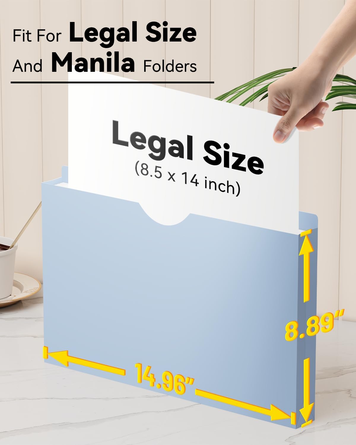 ANSOOK Plastic File Jackets,1" Legal Size Manilla Folders,12 Pack Expanding File Folder,Expansion Pocket,File Cabinet Folders,Reinforced Straight Cut Tab,Morandi Color Manila Folder for Office Home