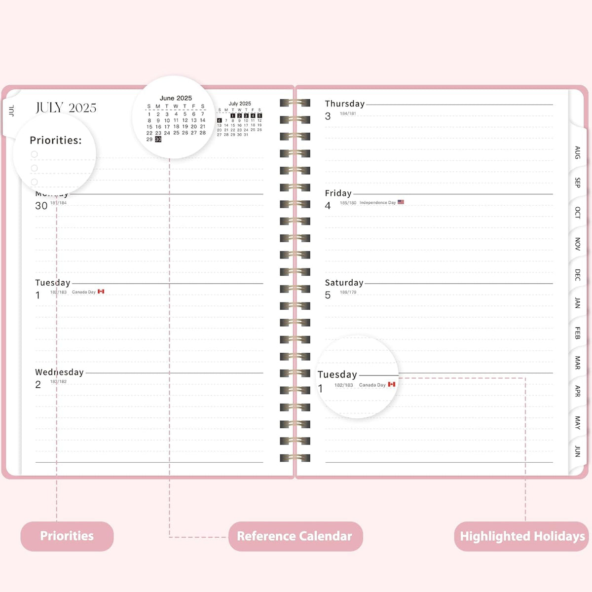 Planner 2025-2026, Weekly and Monthly Calendar Academic Planner (July 2025 - June 2026), Hardcover Teacher School Student Agenda with Tabs, Ideal for School Office Supplies, A5 (6.3" x 8.5")