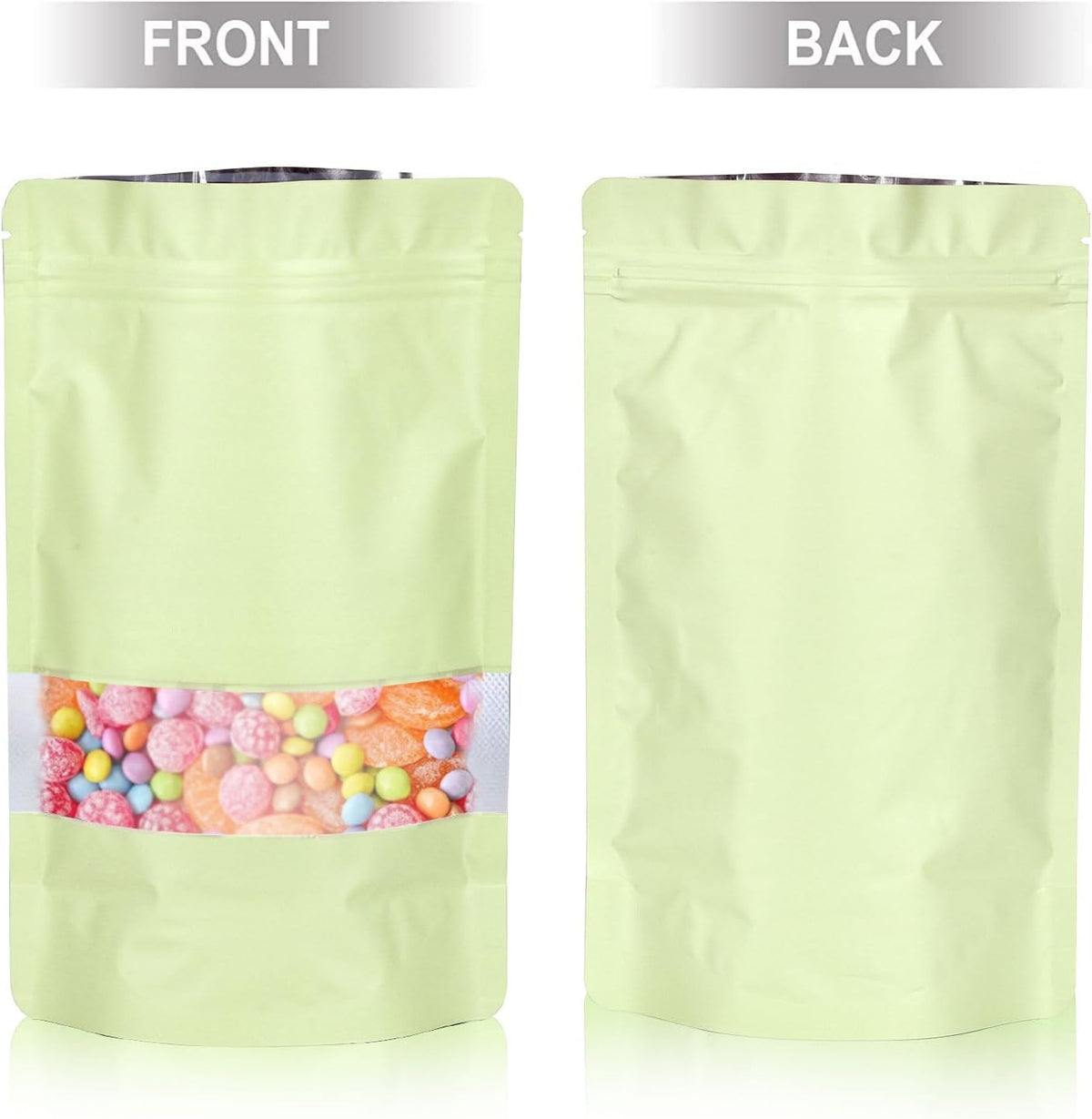 5.9"x8.6" 120pcs Mylar Bags for Food Storage,Smell Proof Bag with Matte Window Resealable Food Storage Bags for Small Business, Stand-up Foil Pouch Packaging Freeze Dried Candy Bag(Beige)