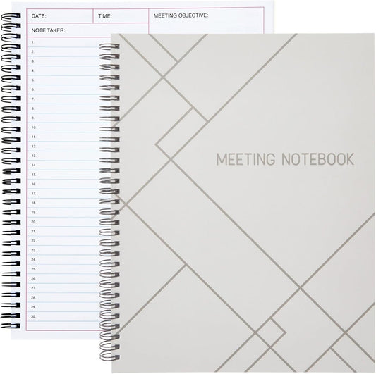 Juvale Meeting Notebook for Work - Spiral-Bound Planner Notebook for Work Planner & Office Supplies - Agenda & To Do List Notepad - 11 x 8.5 In, White, Pack of 2