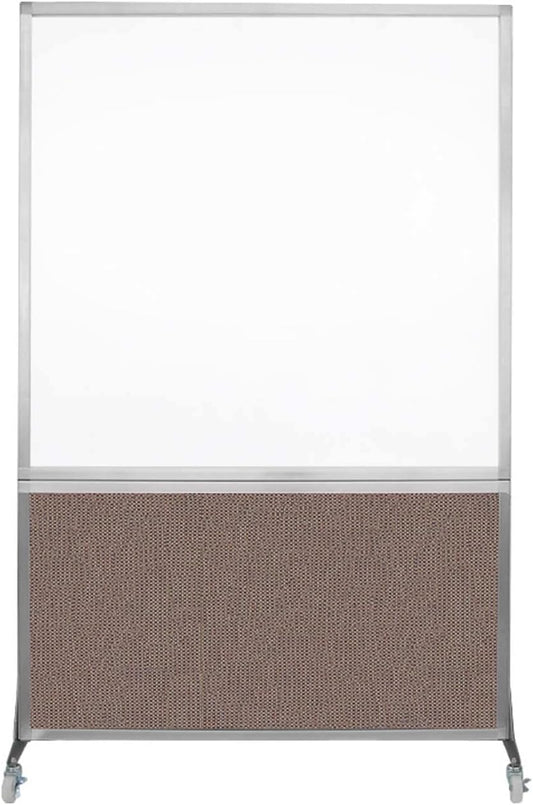 DivideWrite Mobile Whiteboard | Double Sided Dry Erase Board | Portable Office Cubicle Partition | Display for Classrooms, Conference Rooms, Meeting Areas and More | Latte Fabric 4' Wide X 6' Tall