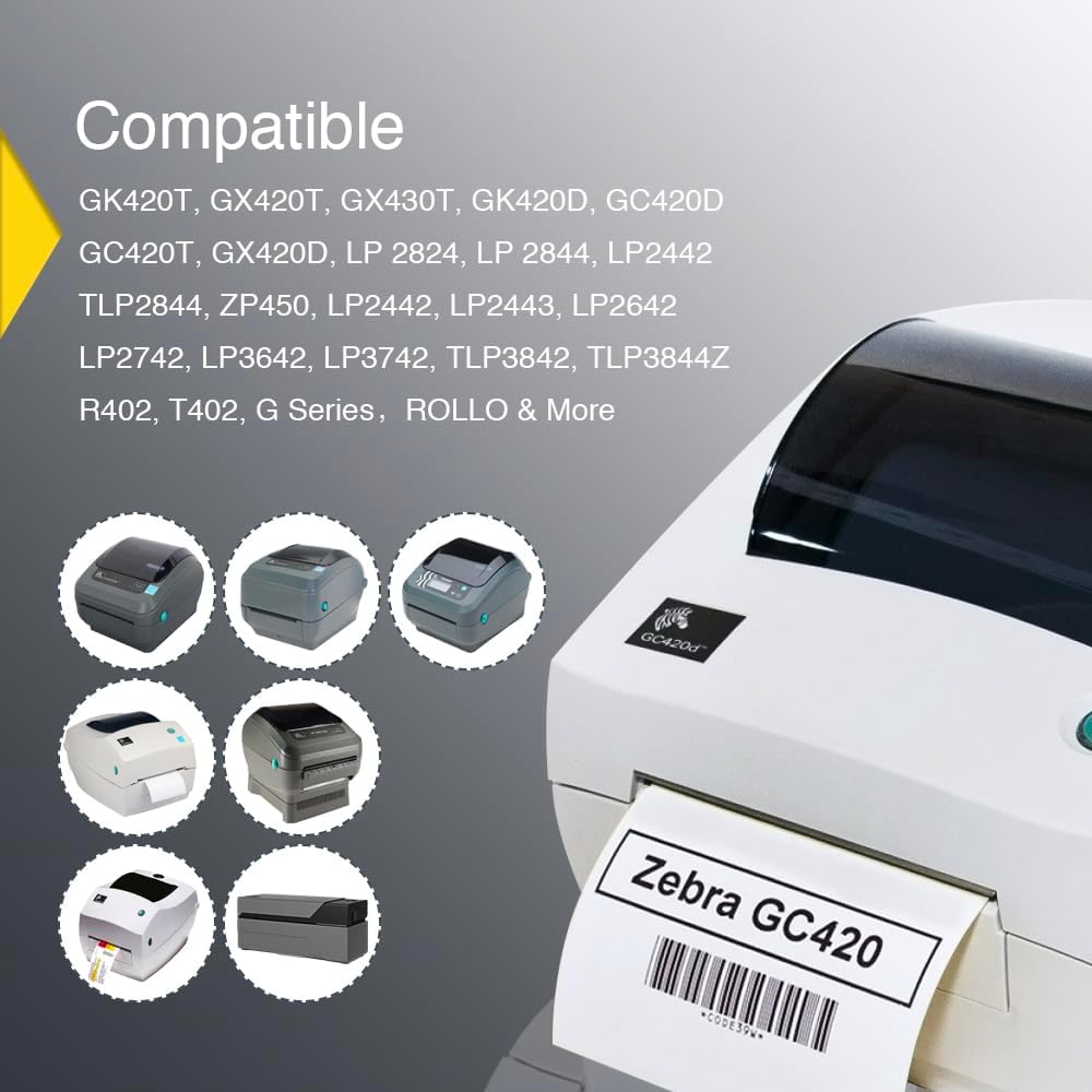 BETCKEY - 4" x 1" (102 mm x 25 mm) Multipurpose Labels Compatible with Zebra & Rollo Label Printer,Premium Adhesive & Perforated [16 Rolls, 22000 Labels]