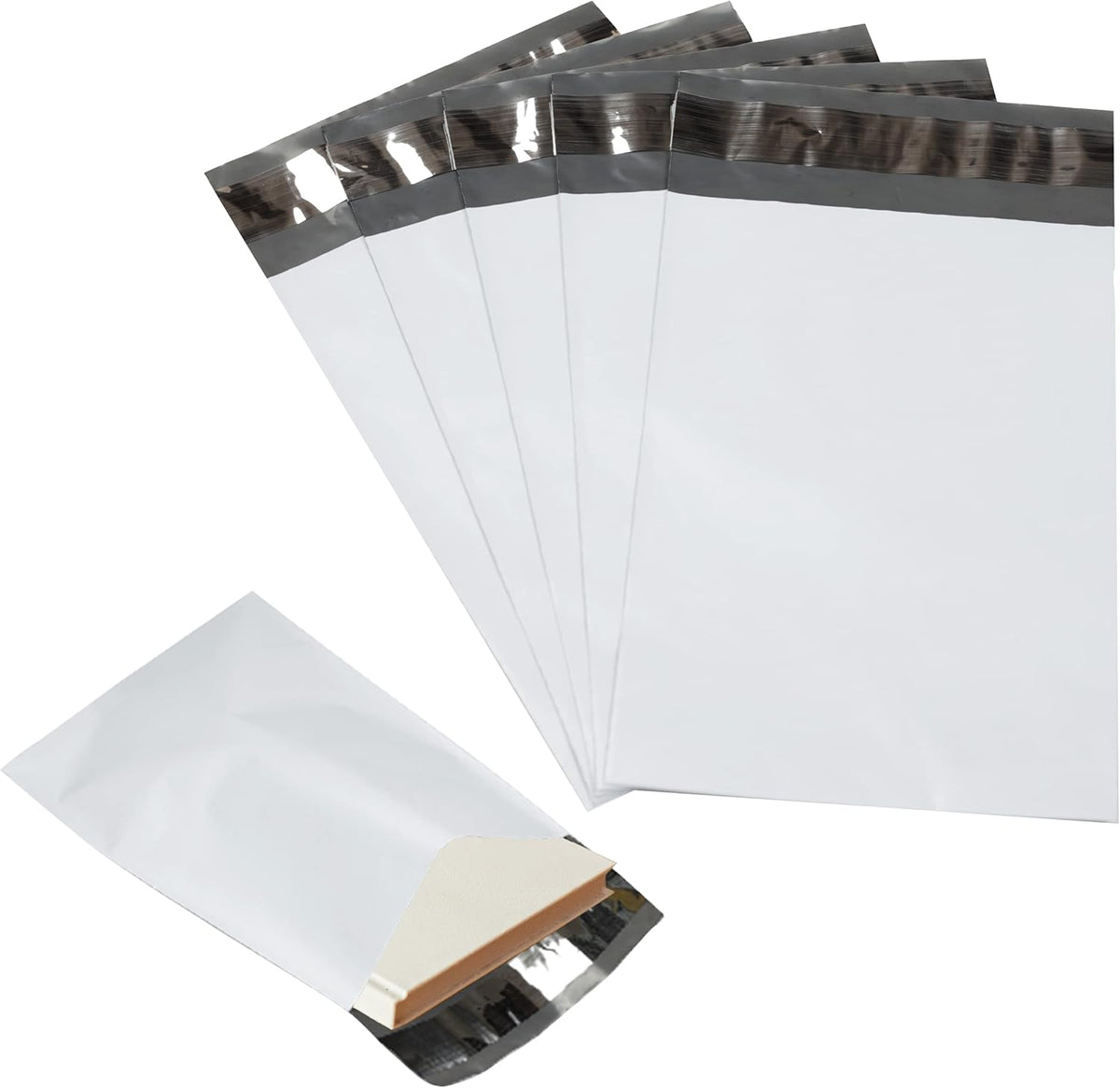 100 Pack Secure Seal White Poly Mailers - 24x24 Safe Shipping Bags - E-Commerce Self Sealing 2 Mil Poly Envelopes for Shipping
