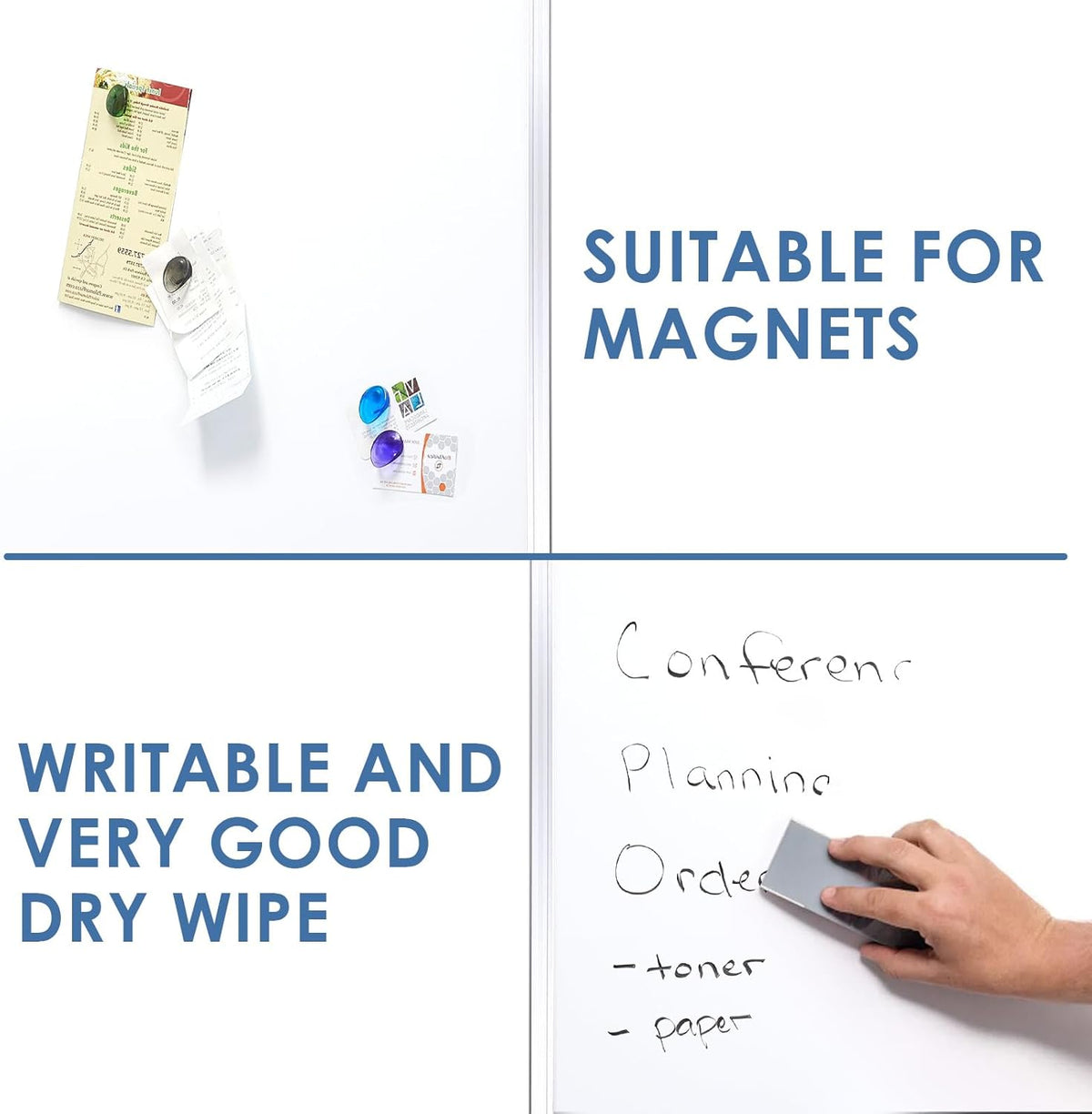 SWANCROWN 72" x 48" Dry Erase Board, Magnetic White Board for Wall, Large Marker Whiteboard with a Long Pen Tray for Class and Office