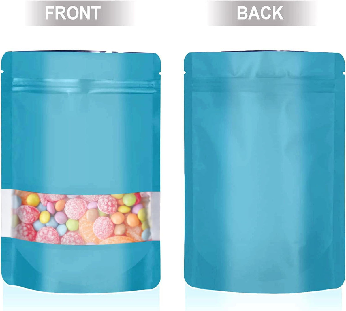 5.9"x8.6" 120pcs Mylar Bags for Food Storage,Smell Proof Bags with Matte Window Resealable Food Storage Bags for Small Business, Stand-up Foil Pouch Packaging Treat Snack Bags for Self Sealing（Blue）