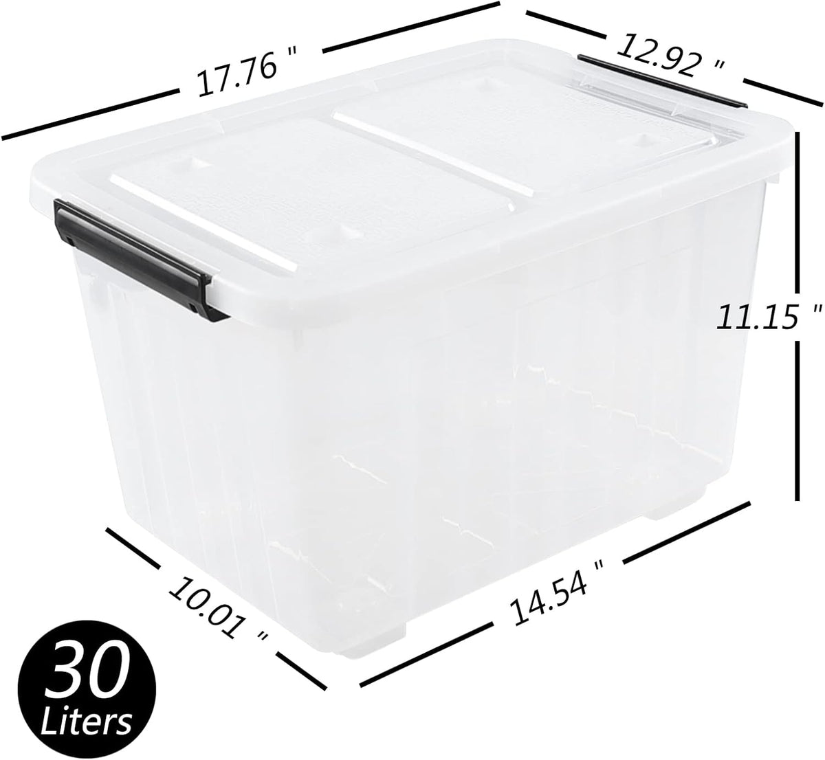 Farmoon 4 Pack 30 Quart Plastic Latching Storage Box Bin with Wheels, Clear