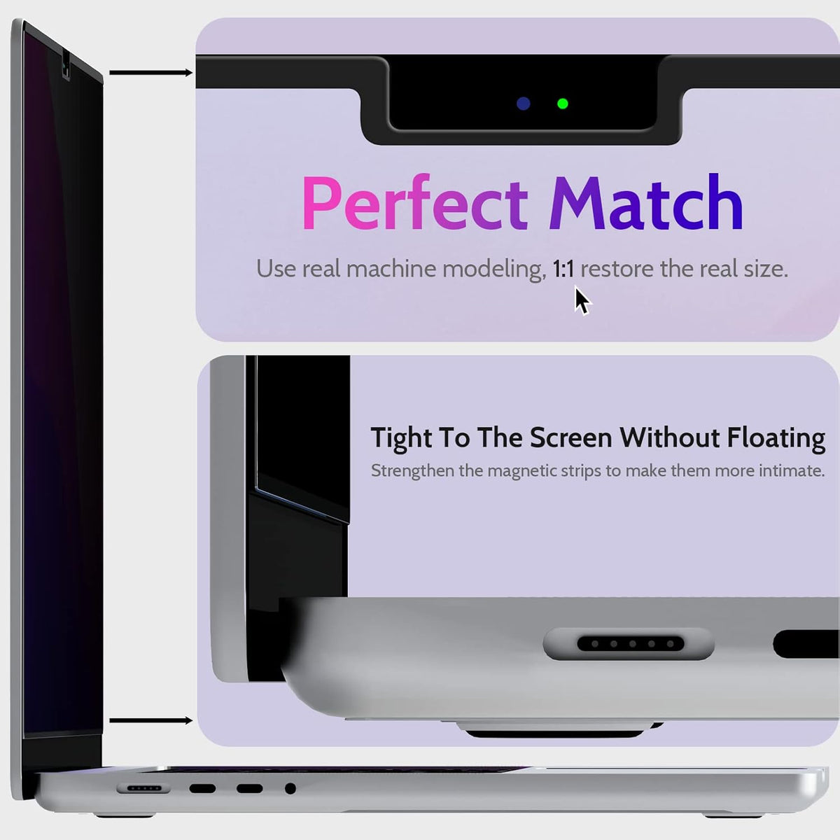 Magnetic Privacy Screen for MacBook Pro 14 Inch (2021-2024, M1, M2, M3, M4), Removable Matte Blue Light Glare Filter for Mac Pro 14.2" Laptop Computer